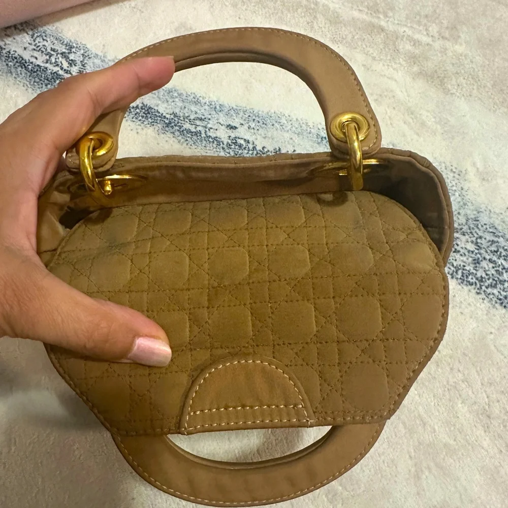 Authentic Mini Lady Dior in Nylon Beige double top handles with Strap - Picture 7 of 11